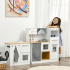 Wooden Corner Play Kitchen Set W  Ice Maker  Imaginative Toy Pretend Restaurant