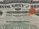 Collection  13  Of Toronto Grey And Bruce Railway 1884 Railroad Bond Certificate