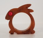 Vintage Bakelite Catalin Red Eye Rabbit Bunny Napkin Ring Holder Marbled Caramel
