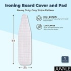 Ironing Board Cover And Pad  Heavy Duty  Grey Stripe Pattern  15 X 54 In 