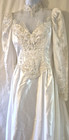 Vintage  90s Wedding Dress  satin  Lace  Bead Work  Long Train Size 12