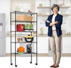 2pcs 5-tier Shelves Wire Unit Rack Large Space Storage Rolling W 4 Wheel Casters