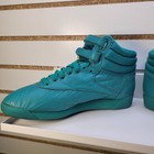 Vintage Reebok Freestyle Hi  jade  Turquoise Leather High-top Sneakers Size 7