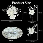 5 Pcs Large Flower Bridal Wedding Hair Pins Crystal Pearl Hair Headpiece White