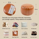 Handmade Moroccan Round Pouf Ottoman Faux Leather Tan brown Storage Footrest
