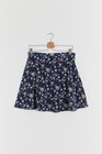 90s Navy Floral Print Mini Skirt M
