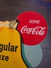 Vintage 1957 Coca Cola 2 Sided Die Cut Bell Hanging Sign- Serve Coca Cola