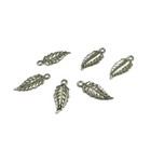24pcs Vintage Silver Plated Steel Leaf 16x6mm  Finding Pendant Bead Charms 5599