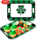 Gisgfim 2pcs St  Patrick s Day Serving Trays With Handle 16 X 11 Inch Large Mela