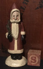 Primitive Hand Carved Wood Christmas Belsnickle Santa   Antique Block Aafa