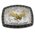 Eagle Flying Western Rodeo Silver Black Shine Design Fashion Cowboy Belt Buckle
