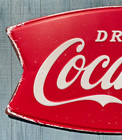 New  Reproduction Fishtail Coca-cola   Coke Metal Sign 36in X 18in Vintage