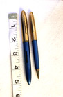 Elgin Pen Pencil Set Blue Plastic Calligraphy Gold Tone Usa