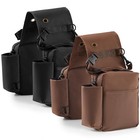 Horse Saddle Bag Pannier Set - 2 Pcs With Pockets  Black   Brown  Equestrian Gea