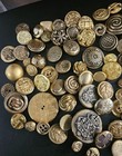 Lg Lot 100 Vintage Gold Tone Metal brass Buttons Shank Crafts Military