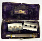 1920 s Gillette Safety Razor Ball End Open Comb Silver Tone With Case Antique
