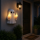Funny Middle Finger Ghost Wall Light  Sarcastic Halloween Porch Decor