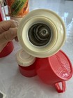 Vintage Aladdin Red Cream Thermos Picnic Set With Zip Bag - Camping Made In Usa