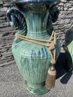 Pair Of Large Vintage Chinese Floor Vases W  Double Ring Handle Beautiful  read 