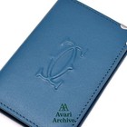 Cartier Must De Cartier Steel Blue Leather 4 Credit Card Holder Wallet