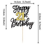 1 Pcs Happy 21st Birthday Cake Topper - Black Gold Glitter Cheers To 21 Years -