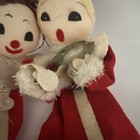 1940 s Christmas Twin Pixies Elves Carolers Candle Wreath Tinsel Felt Vtg Rare