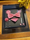 Men s Bow Tie  Pocket Square  Lapel Pin  Cufflinks Set - Multi Colors