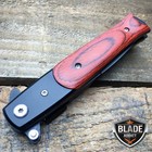 8 5  Black Blade Wood Edc Tactical Spring Open Assisted Folding Pocket Knife