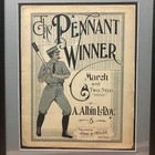 Vintage 1900s The Pennant Winner March Antique Baseball Song Sheet Music Framed
