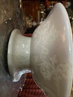 Vintage White   Pale Pink Porcelain Footed Bowl vase With Raised Floral Motifs
