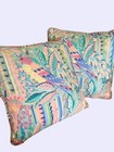 Vintage Tropical Bird Print Throw Pillow Covers 18 x18  Set Of 2 Cotton