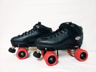 Riedell R3 Cayman Black Quad Sz 8 Roller Speed Skates Red Sonar Striker Wheels