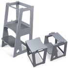 2-in-1 Wooden Learning Tower With Safety Rail  Step Stool For Kitchen Bathroom