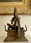 Antique Large Bronze South Indian Statue Hindu Goddess Parvati Shakti Figurine