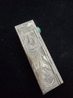 Vintage Italian Engraved 800 Silver Green Glass Lipstick Holder Mirror 50s 60s