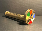 Vintage Gatco Brass Kaledoscope W 2 Wheels  Faux Jewelry  Glass  Brass 12 Inch