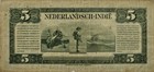 1943 Netherlands Indies 5 Gulden Banknote Note Bill Currency Circulated Good Con