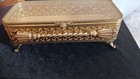 Vtg Stylebuilt Gold Ormolu Jewel Box W Gold Plated Tassel On Front Orig  Label