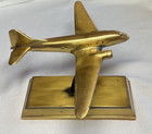 Vintage Solid Brass Airplane Figurine Figure Sculpture Desk Decoration