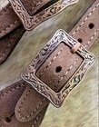 Adult Size Roughout Leather Buckstitched Edges Western Pair Spur Straps