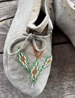 Vintage Native Hand Beaded Hand Sewn Moccasins Suede decor