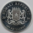 2016 Somalia 100 Shillings African Wildlife Elephant 1 Oz  9999 Silver Coin