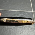 Vtg Antique Ballpoint Pen  Black Lacquer Cap Gold-plated  Striped Barrel 40s 50s