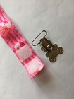Handmade Pacifier Holder Decorated With New England Patriots Pink Ribbon Paci