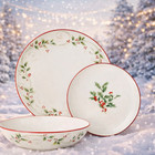        lenox Holly Scroll 12 Piece Christmas Dinnerware Set Plates Bowls Porcelain