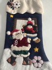 Vintage 18    Felt Christmas Felt Stocking Snowman Santa Applique