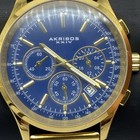 Akribos Xxiv Men s Ak625bu Gold Tone Chronograph Blue Dial Watch 42 6mm