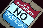    Vintage U s  Property No Trespassing Sign Embossed 1960s 70 s Orig Retired   