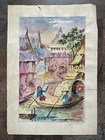 Antique Watercolor Thailand Bangkok Pattaya Floating Markets