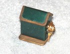Figural Celluloid   Antique Gold   Blue green Dog House tape Measure  Novelty 